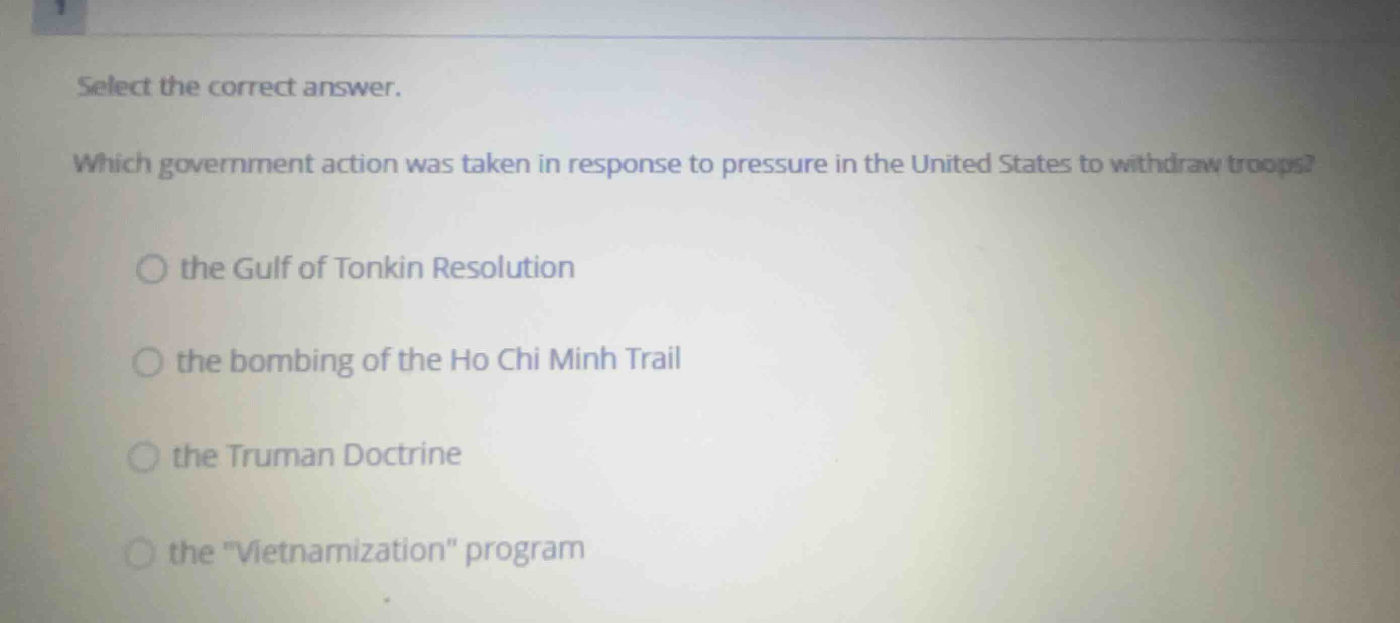 select the correct answer. which government action was taken in respons…