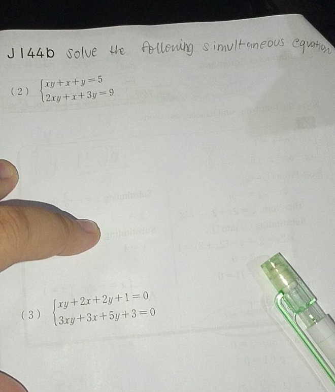 j144b solve the following simultaneous equations (2) \\(\\begin{cases} …