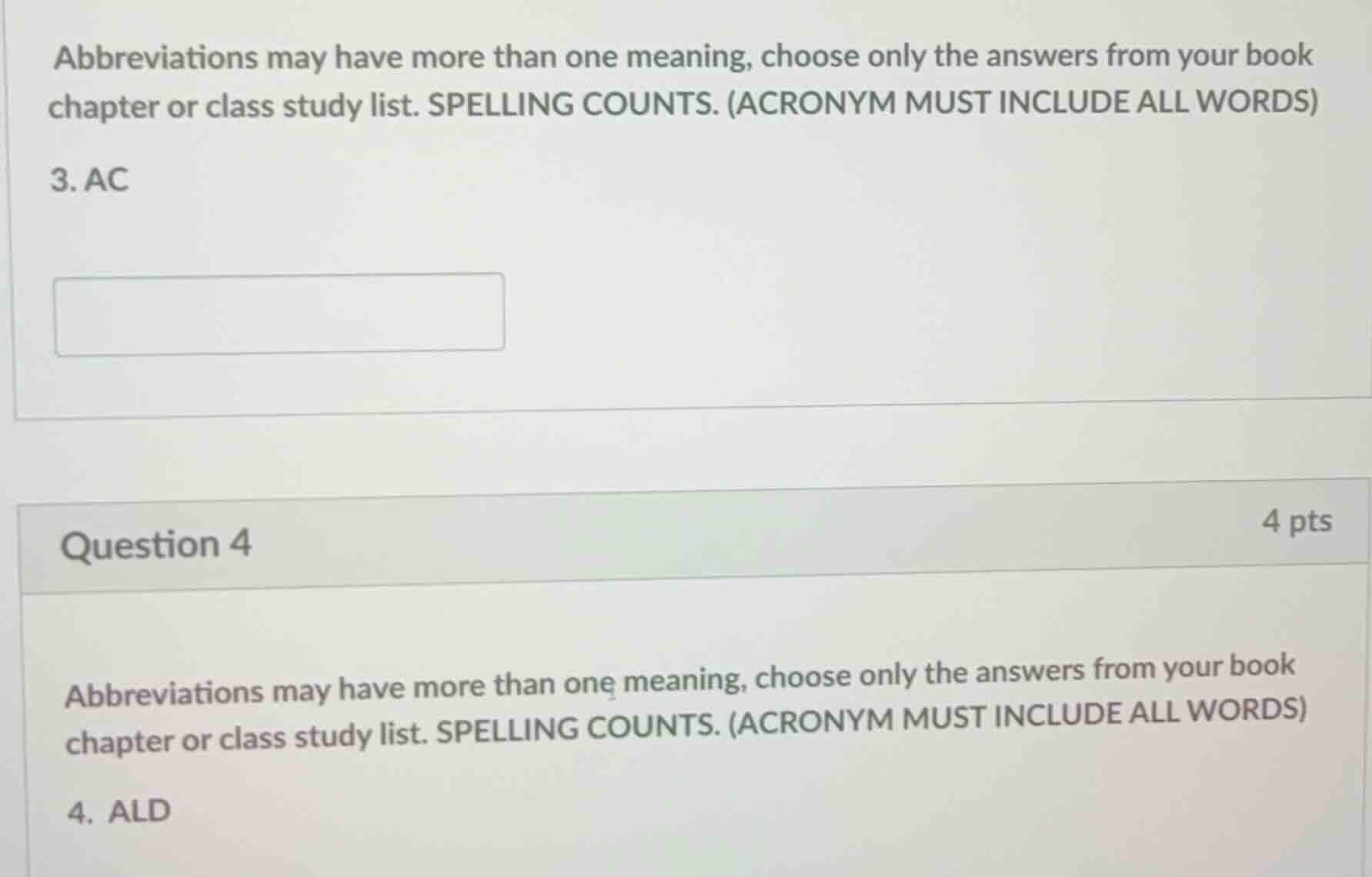 abbreviations may have more than one meaning, choose only the answers f…