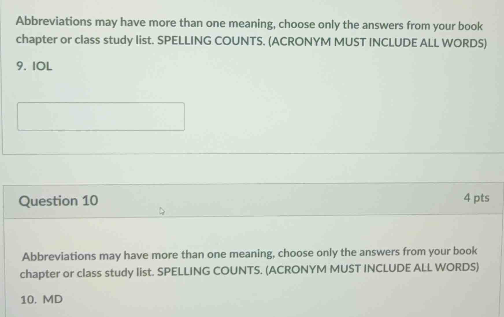abbreviations may have more than one meaning, choose only the answers f…