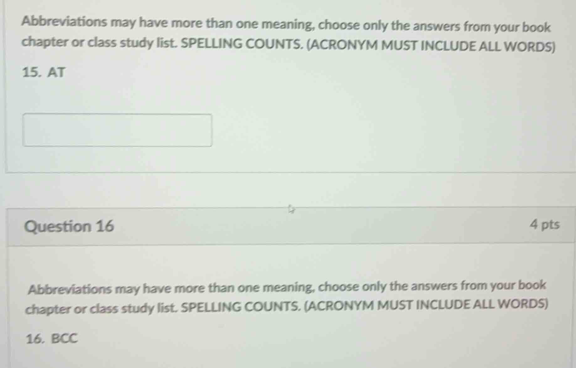 abbreviations may have more than one meaning, choose only the answers f…