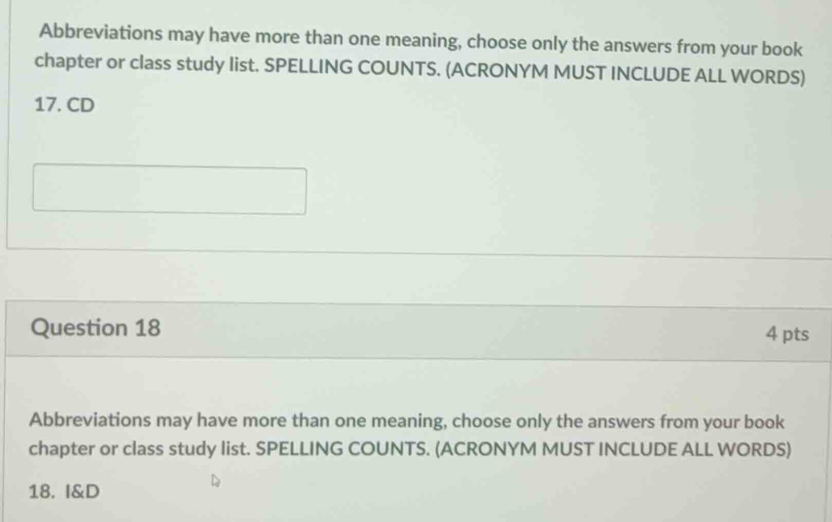 abbreviations may have more than one meaning, choose only the answers f…