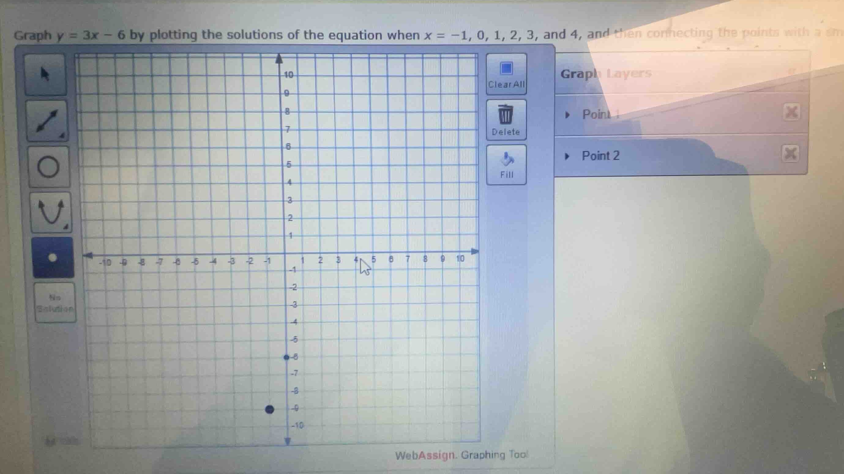 graph \\(y = 3x - 6\\) by plotting the solutions of the equation when \…