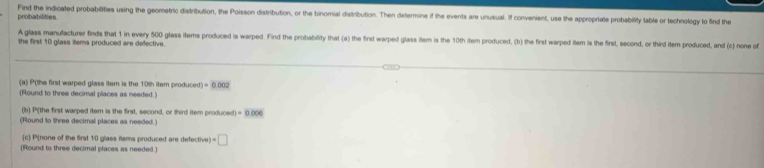 find the indicated probabilities using the geometric distribution, the …