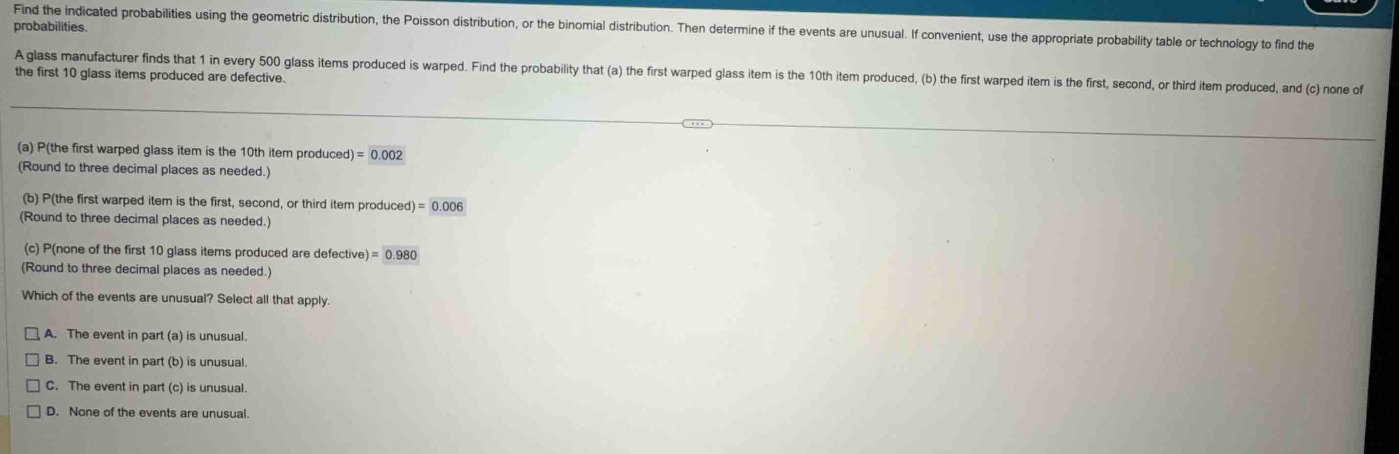 find the indicated probabilities using the geometric distribution, the …