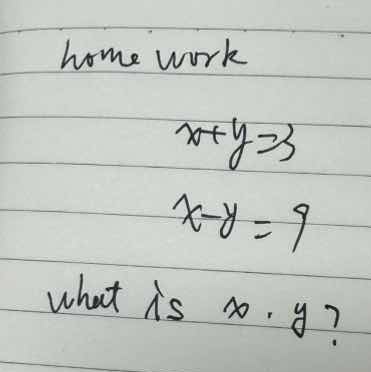 home work \\(x + y = 3\\) \\(x - y = 9\\) what is \\(x \\cdot y\\)?