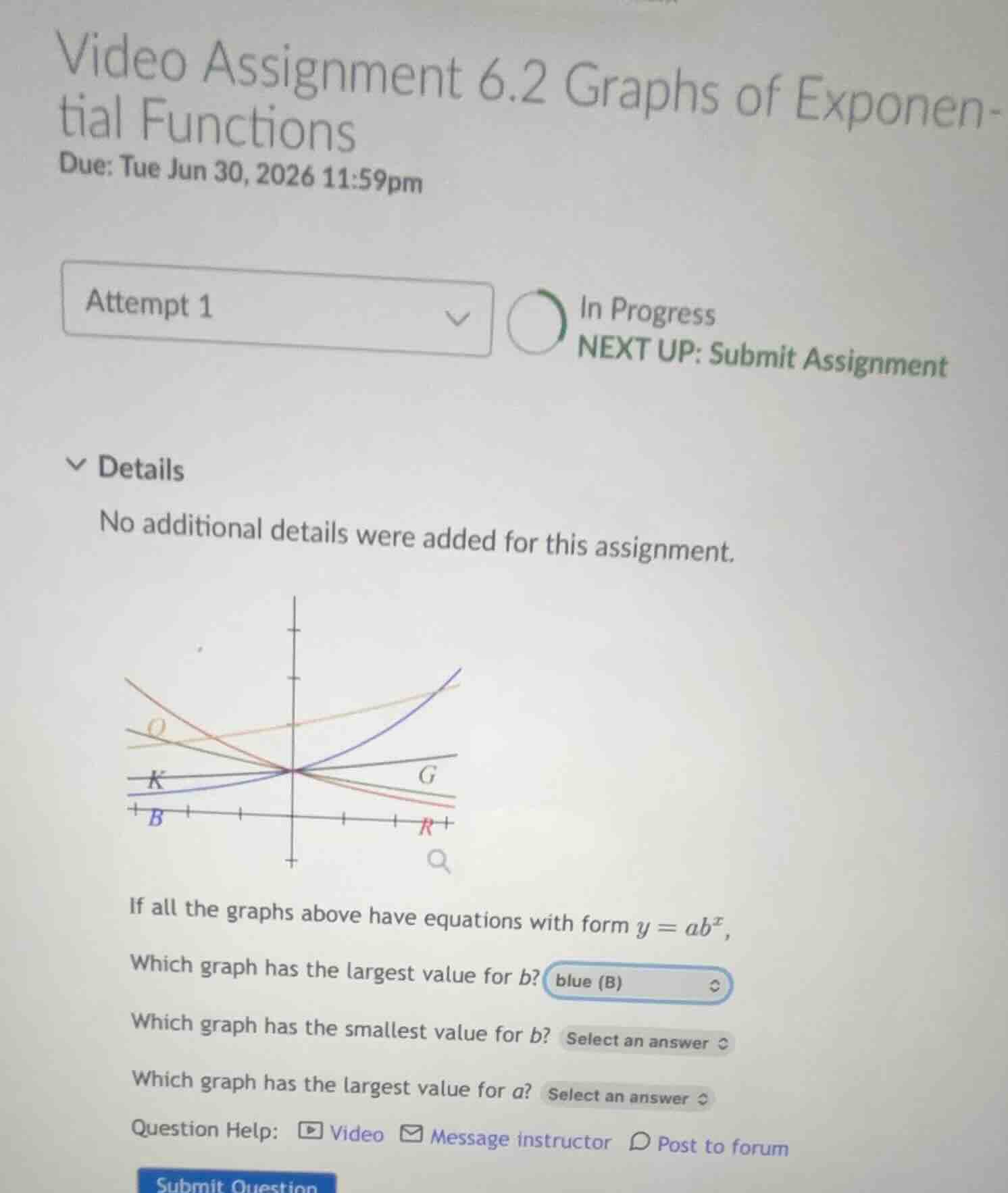 if all the graphs above have equations with form (y = ab^x), which grap…