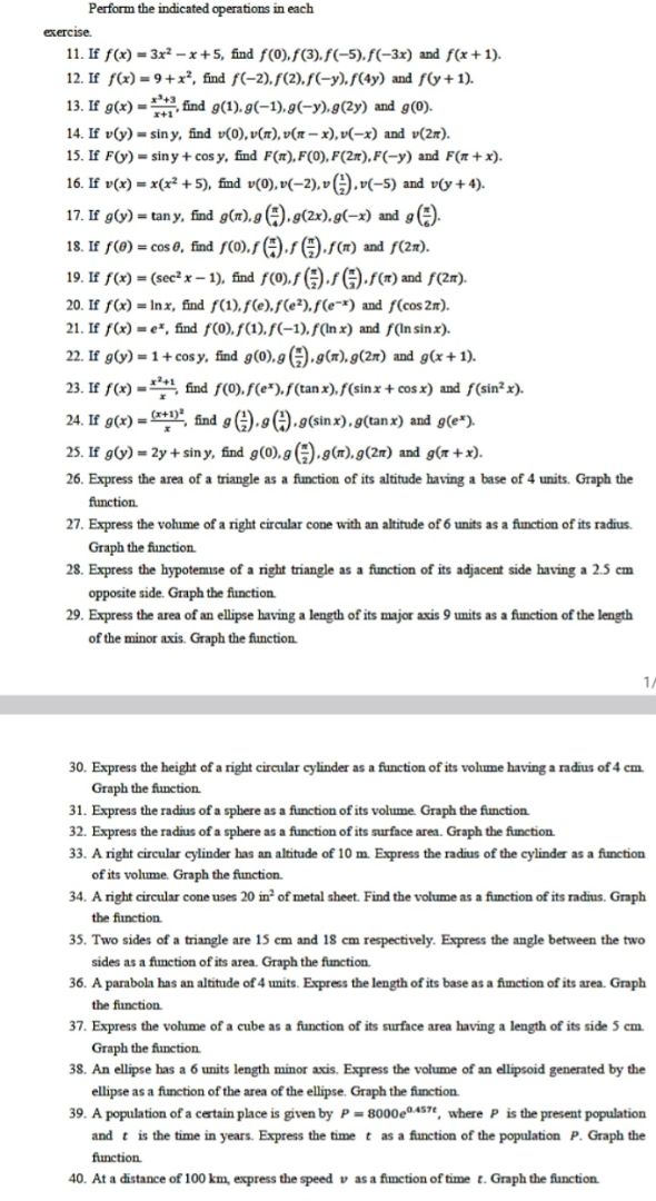 perform the indicated operations in each exercise. 11. if (f(x) = 3x^2 …