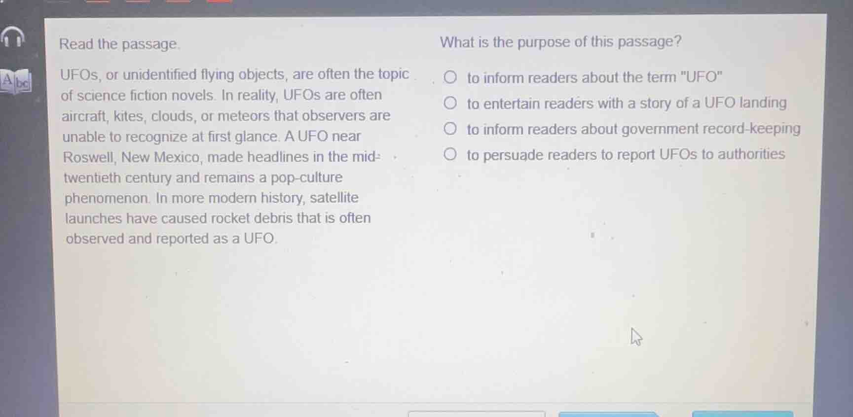read the passage. ufos, or unidentified flying objects, are often the t…