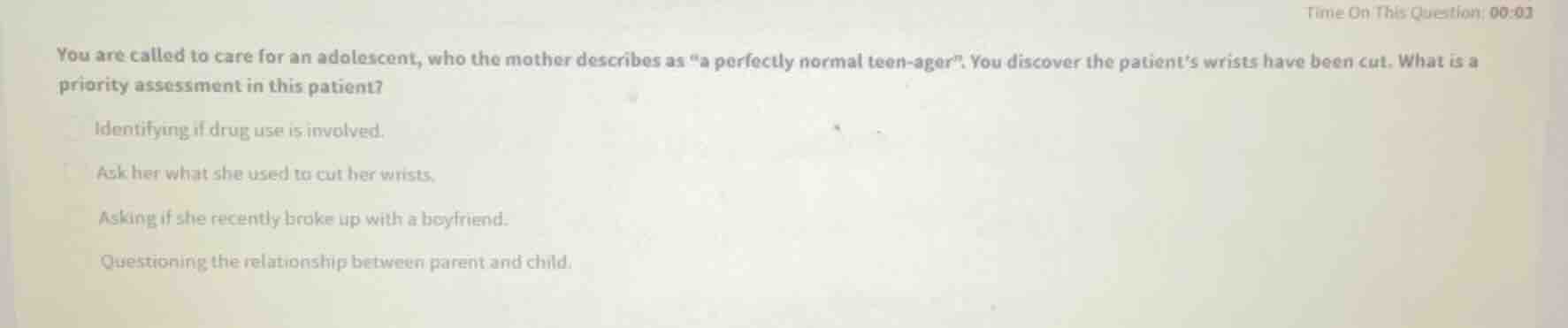 you are called to care for an adolescent, who the mother describes as \…