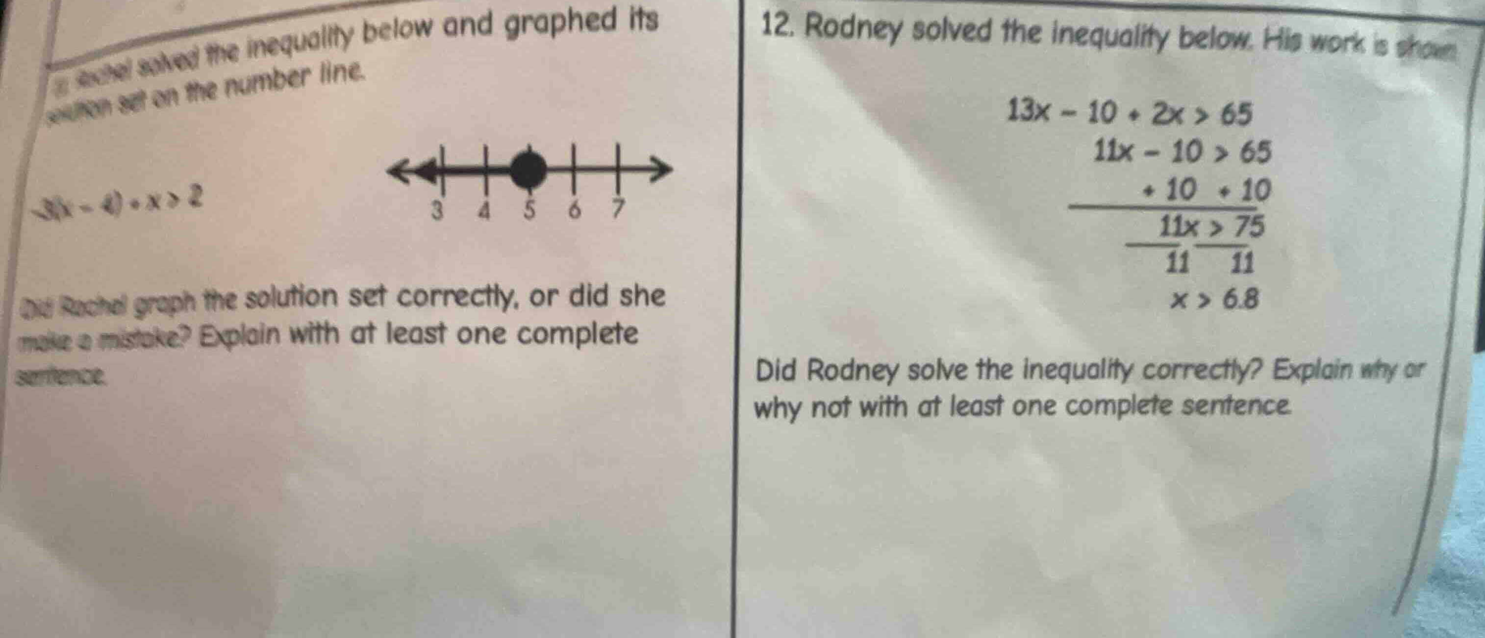 rachel solved the inequality below and graphed its solution set on the …