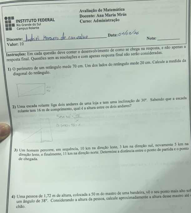 avaliação de matemática docente: ana maria mrás curso: administração di…