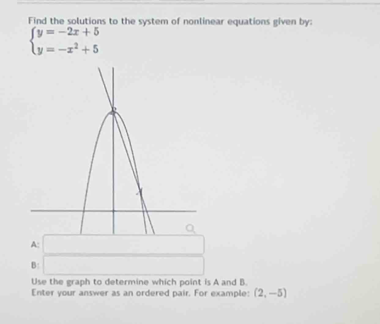 find the solutions to the system of nonlinear equations given by: \\\\b…