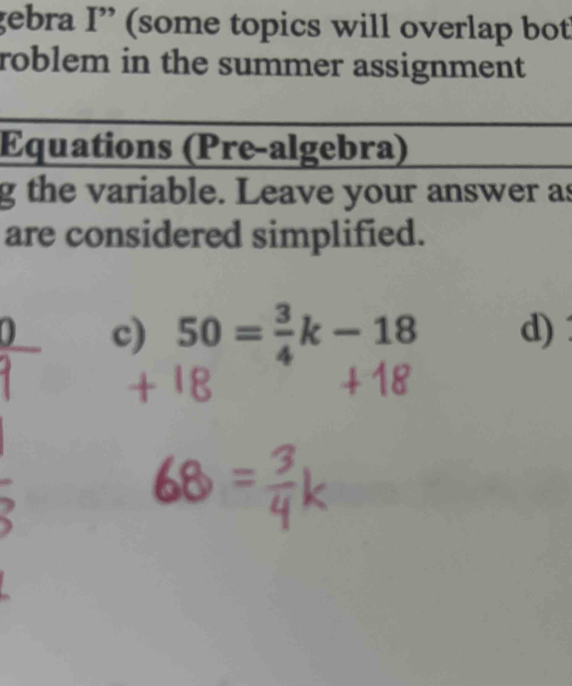 equations (pre-algebra) leave your answer as simplified. c) \\(50 = \\f…