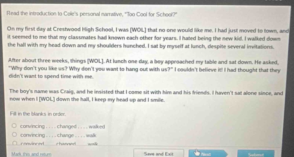 read the introduction to coles personal narrative, \too cool for school…