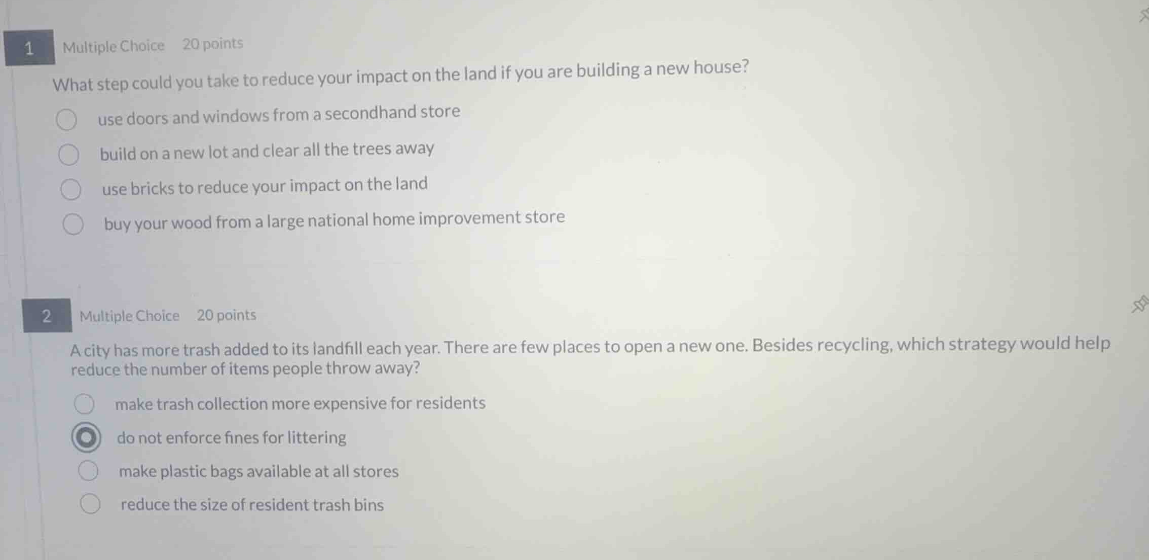 1 multiple choice 20 points what step could you take to reduce your imp…