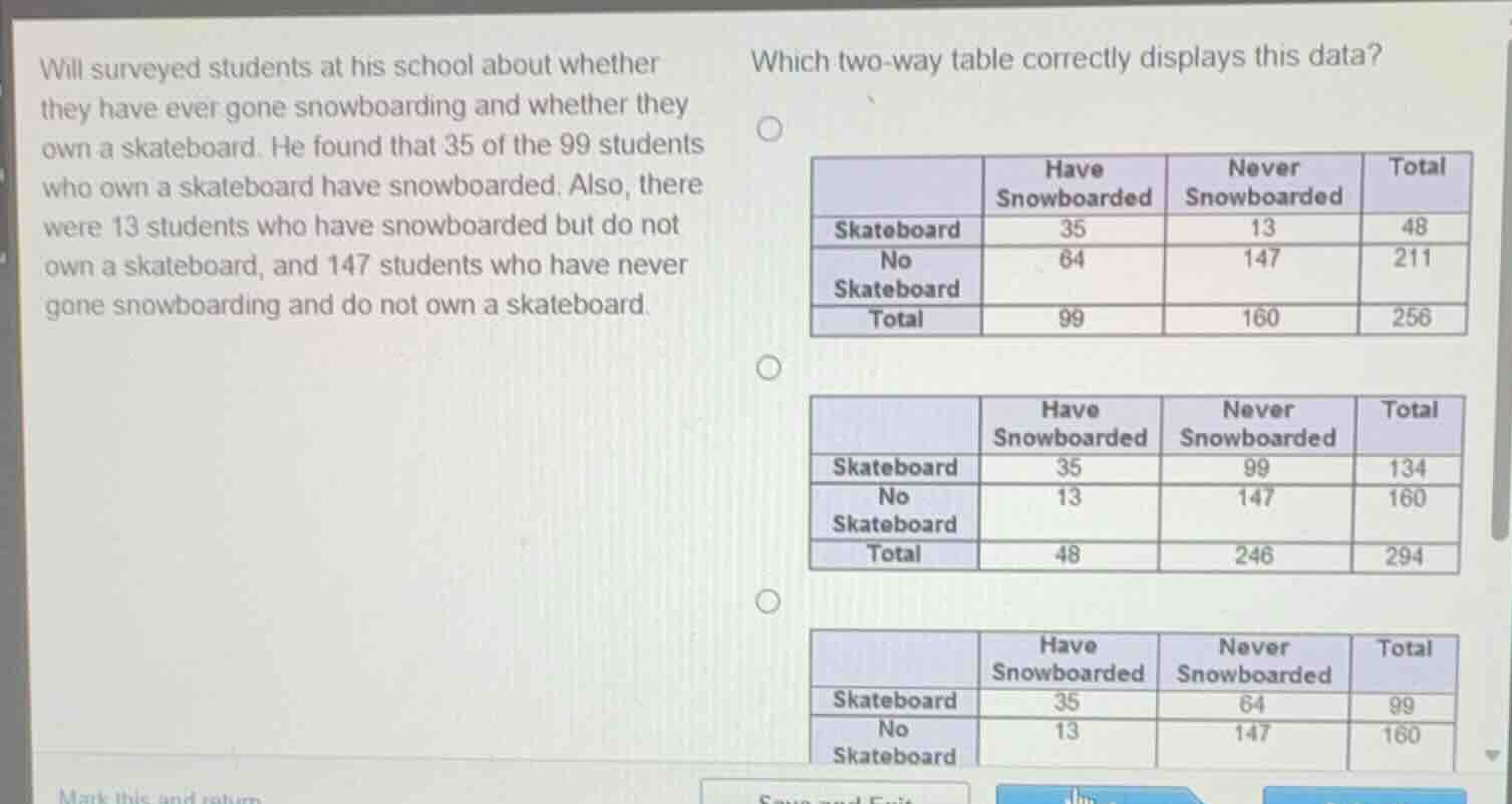 will surveyed students at his school about whether they have ever gone …
