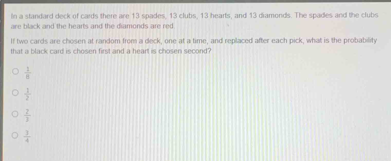 in a standard deck of cards there are 13 spades, 13 clubs, 13 hearts, a…