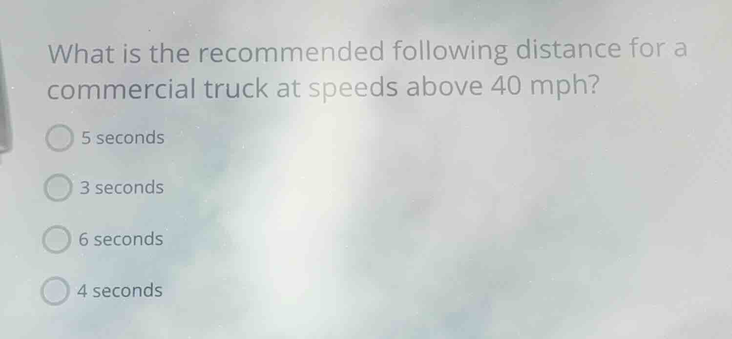what is the recommended following distance for a commercial truck at sp…