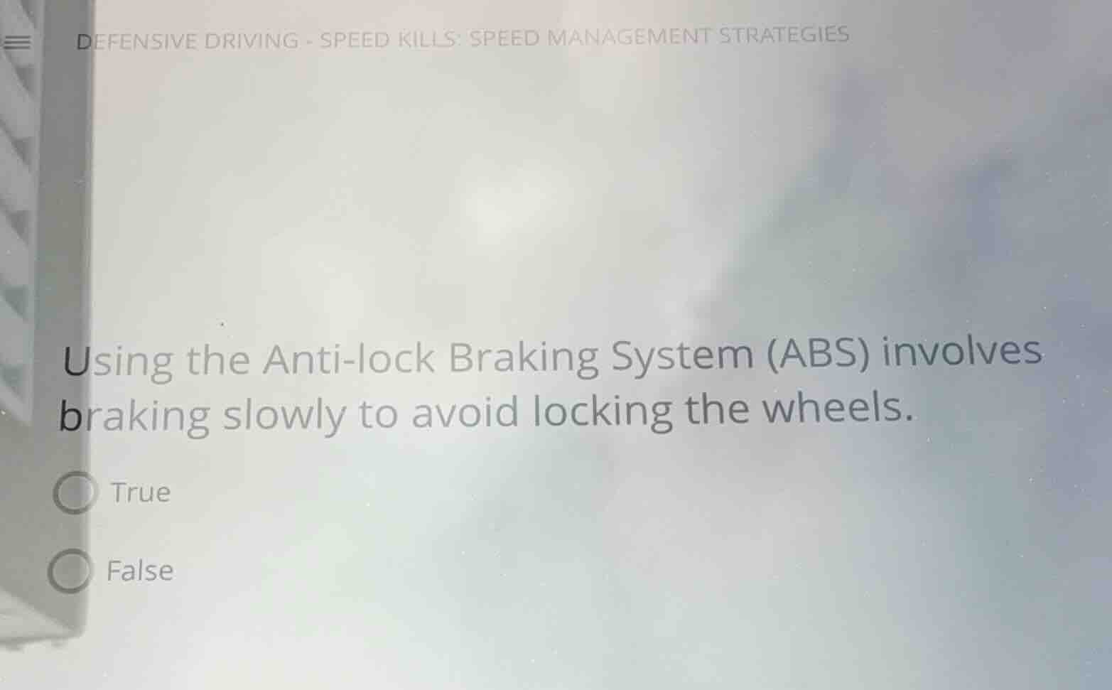 defensive driving - speed kills: speed management strategies using the …