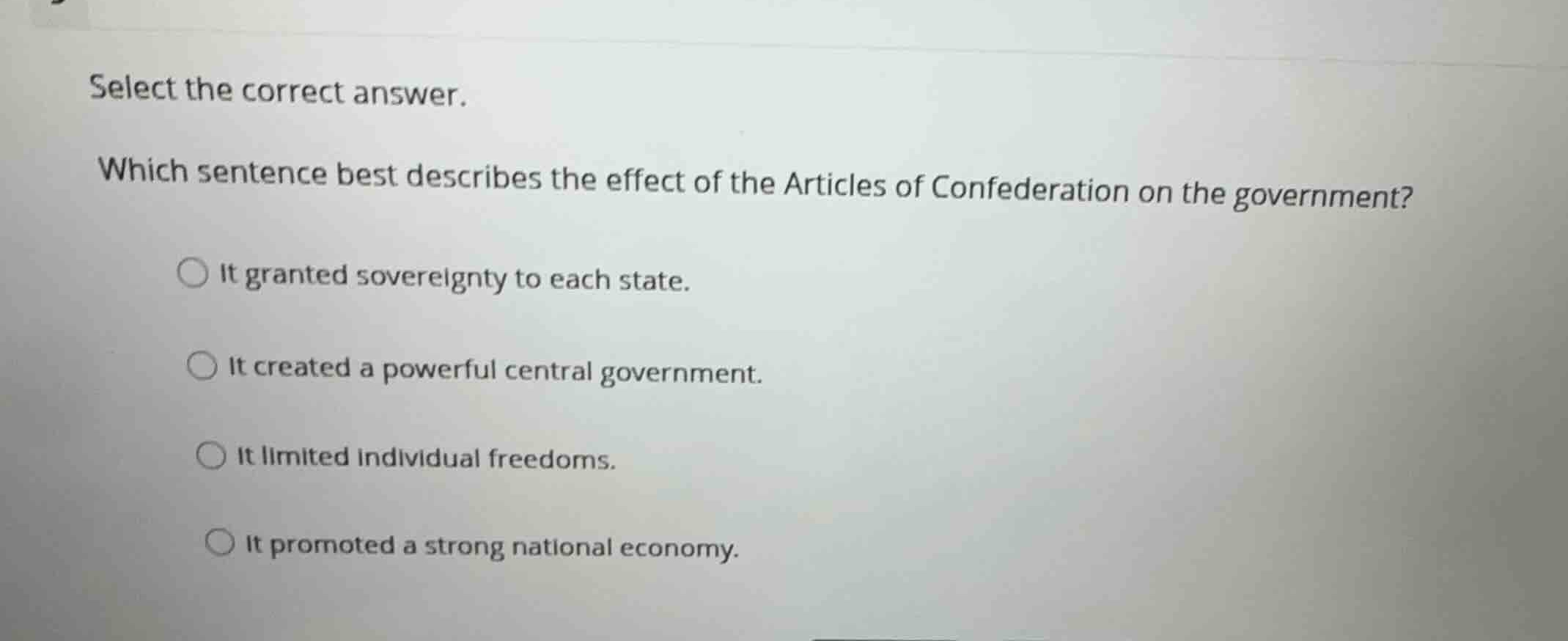 select the correct answer. which sentence best describes the effect of …