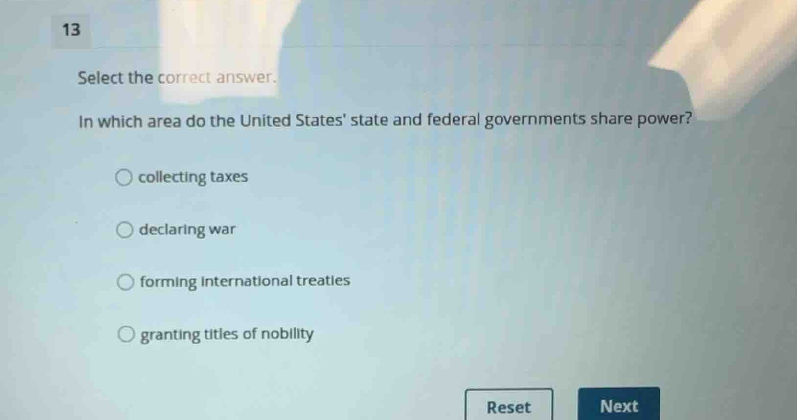 select the correct answer. in which area do the united states state and…