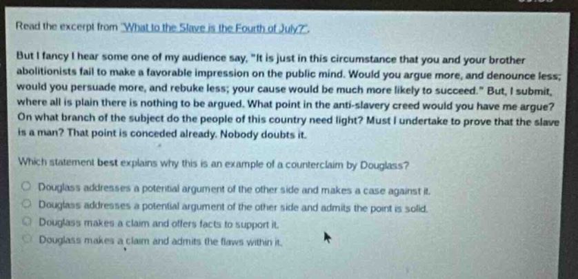 read the excerpt from \what to the slave is the fourth of july?\. but i…