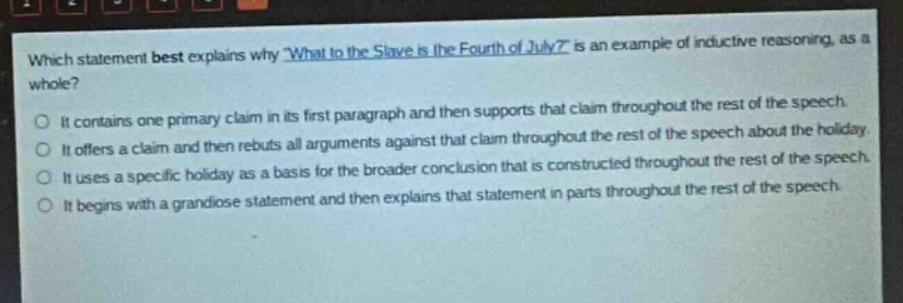 which statement best explains why \what to the slave is the fourth of j…