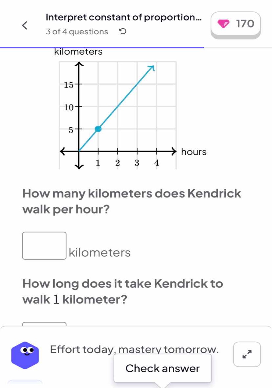 how many kilometers does kendrick walk per hour? kilometers how long do…
