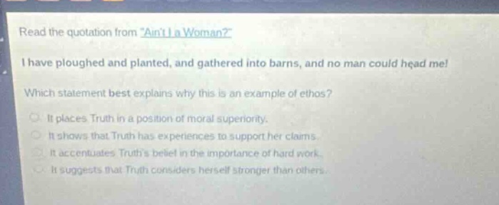 read the quotation from \aint i a woman?\ i have ploughed and planted, …