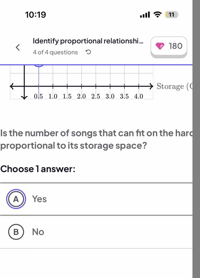identify proportional relationshi... 4 of 4 questions storage ( is the …