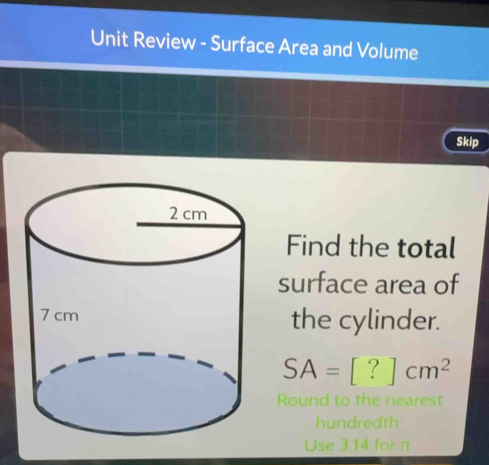 unit review - surface area and volume find the total surface area of th…
