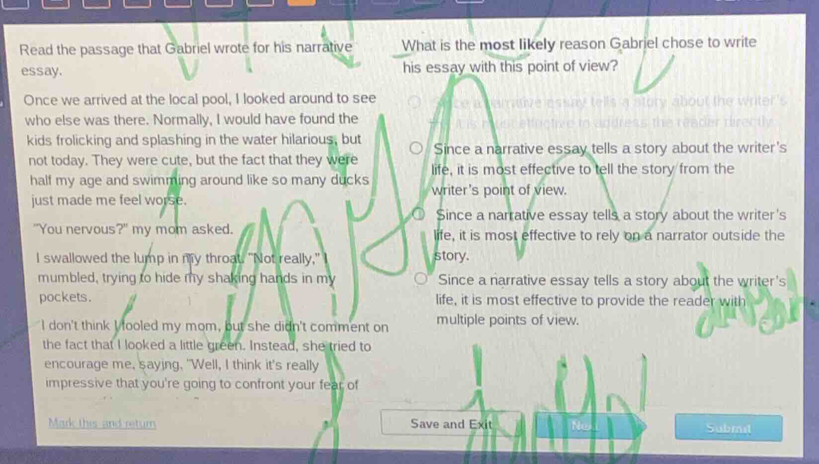 read the passage that gabriel wrote for his narrative essay. once we ar…