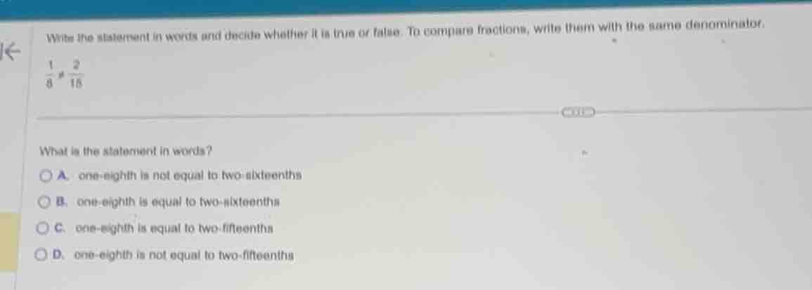 write the statement in words and decide whether it is true or false. to…