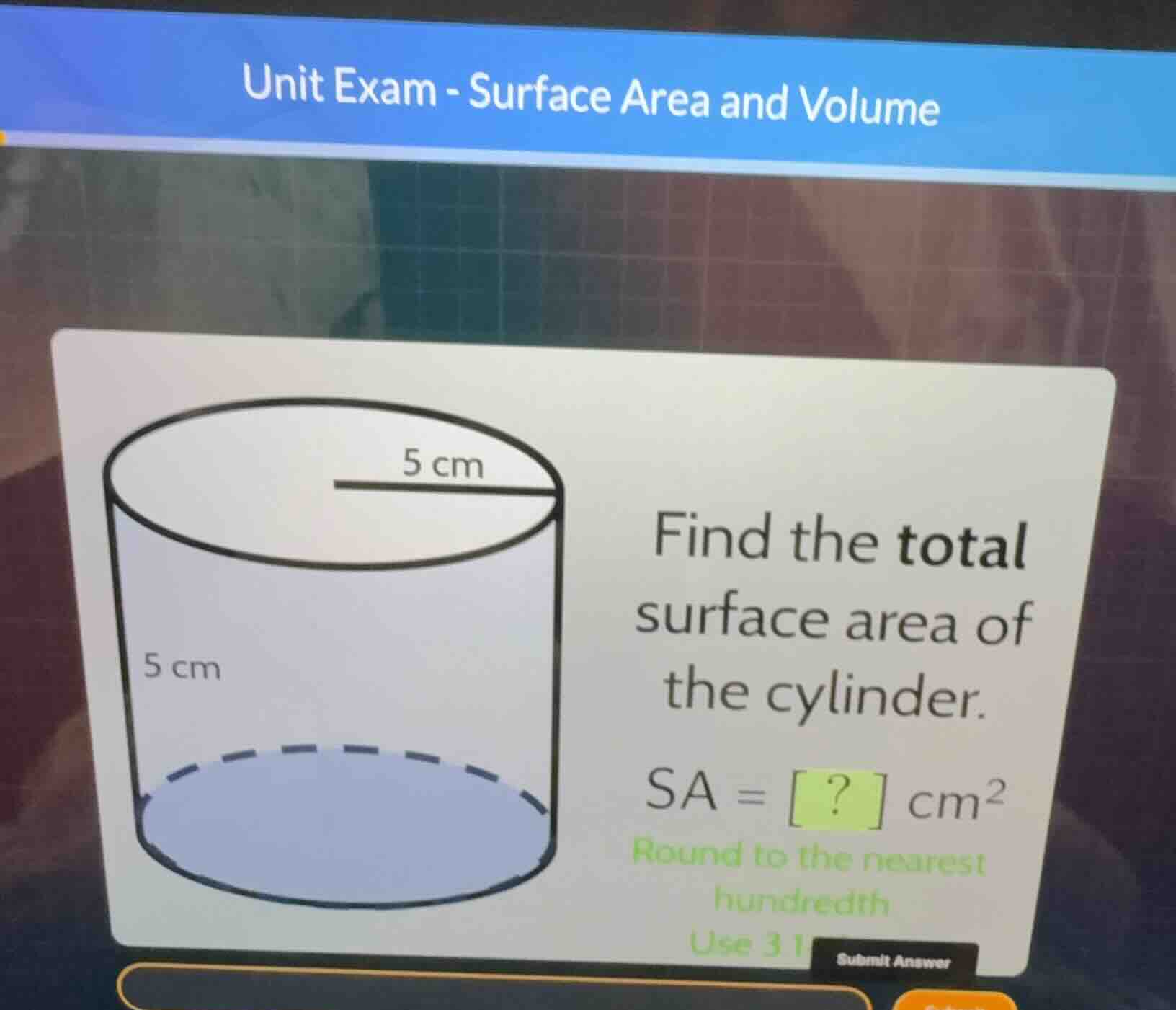 unit exam - surface area and volume find the total surface area of the …