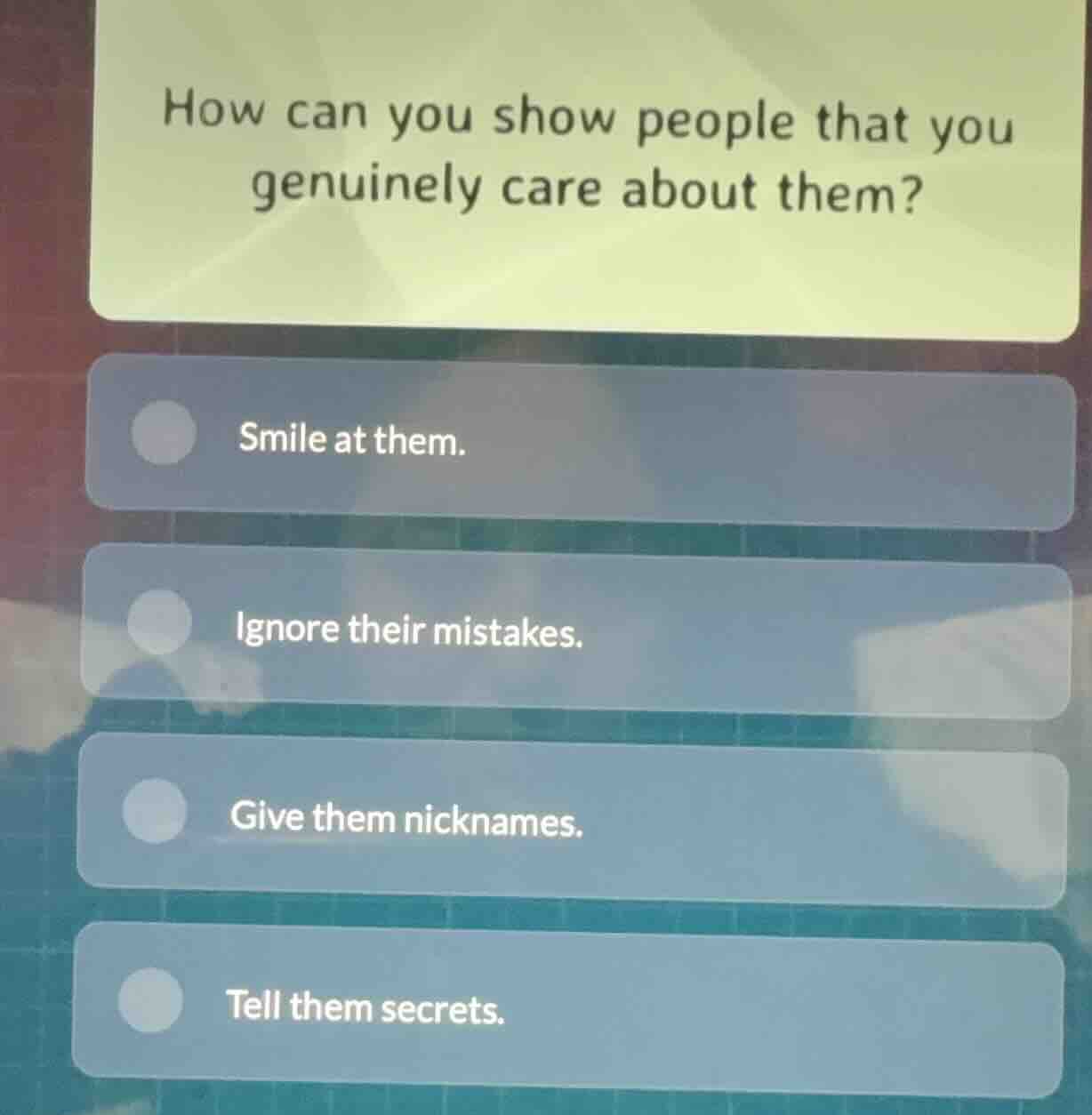 how can you show people that you genuinely care about them? smile at th…