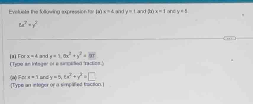 evaluate the following expression for (a) \\(x = 4\\) and \\(y = 1\\) a…