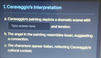 1. caravaggios interpretation a. caravaggios painting depicts a dramati…