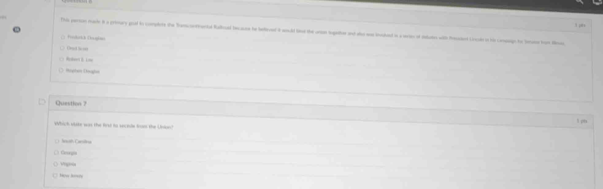 question 6 this person made it a primary goal to complete the transcont…