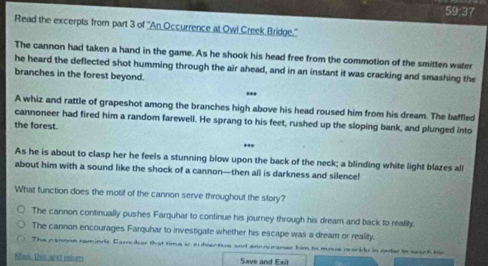 read the excerpts from part 3 of \an occurrence at owl creek bridge.\ t…