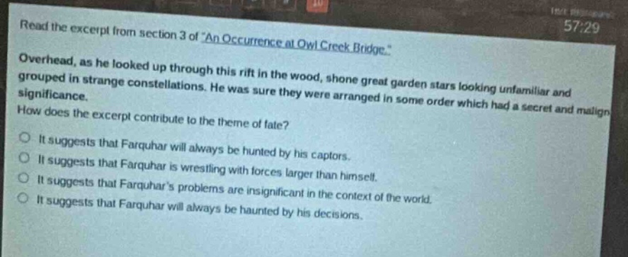 read the excerpt from section 3 of \an occurrence at owl creek bridge.\…