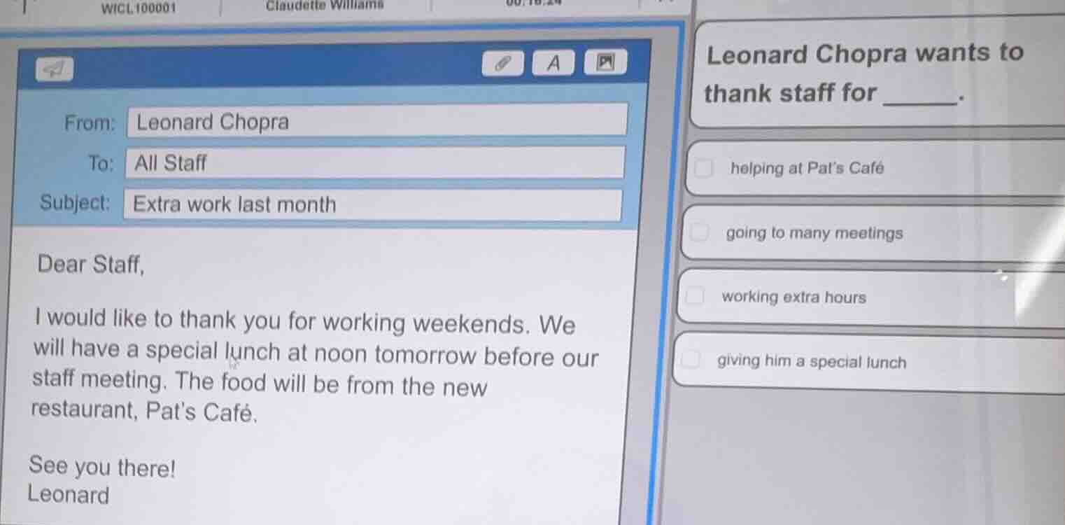 from: leonard chopra to: all staff subject: extra work last month dear …