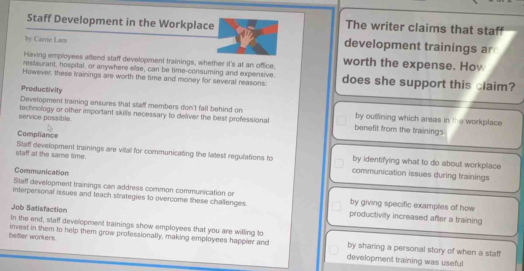 staff development in the workplace by carrie lam having employees atten…