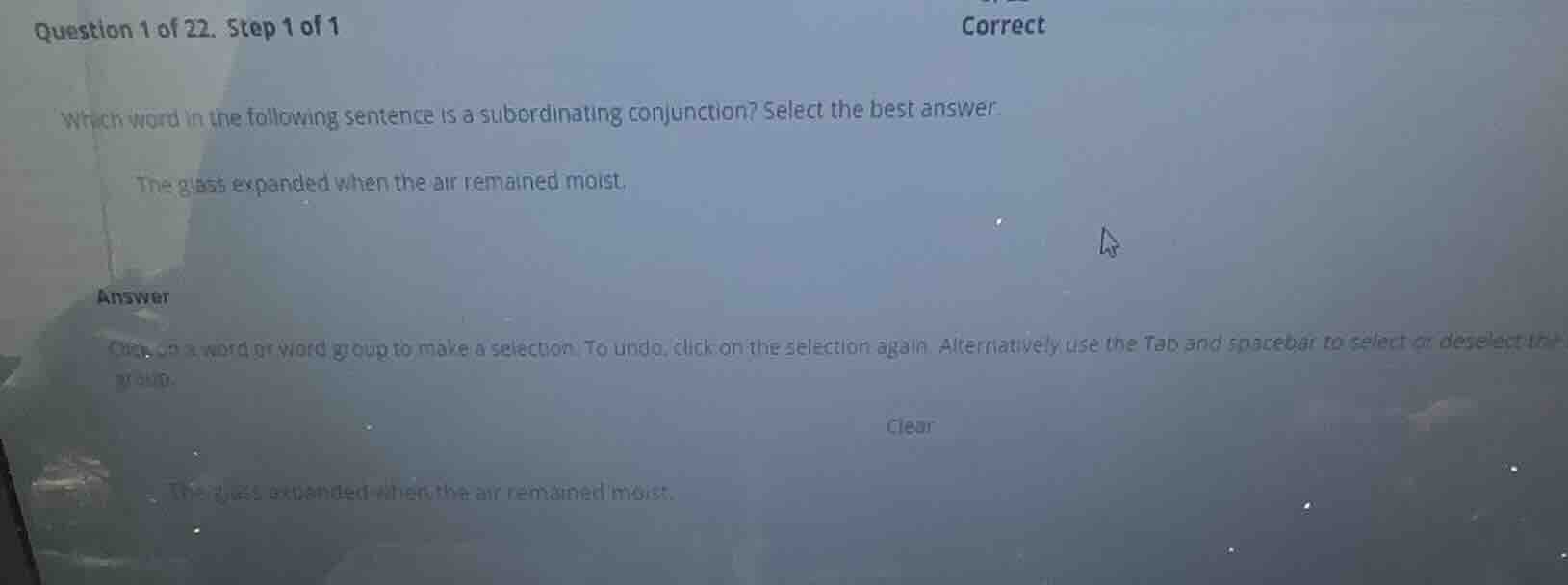 which word in the following sentence is a subordinating conjunction? se…