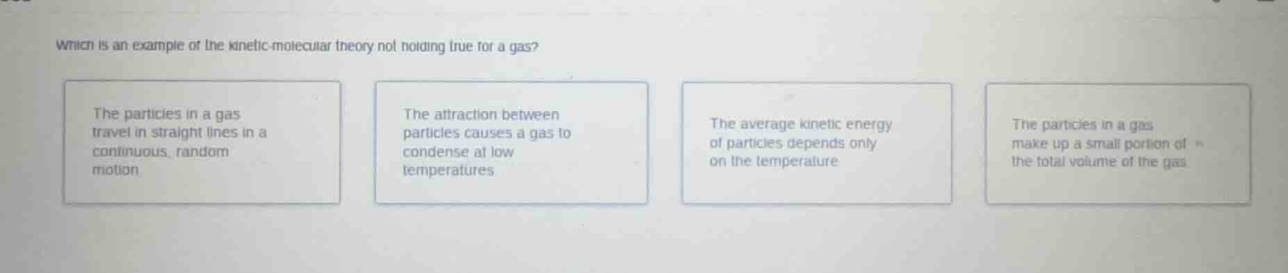 which is an example of the kinetic-molecular theory not holding true fo…