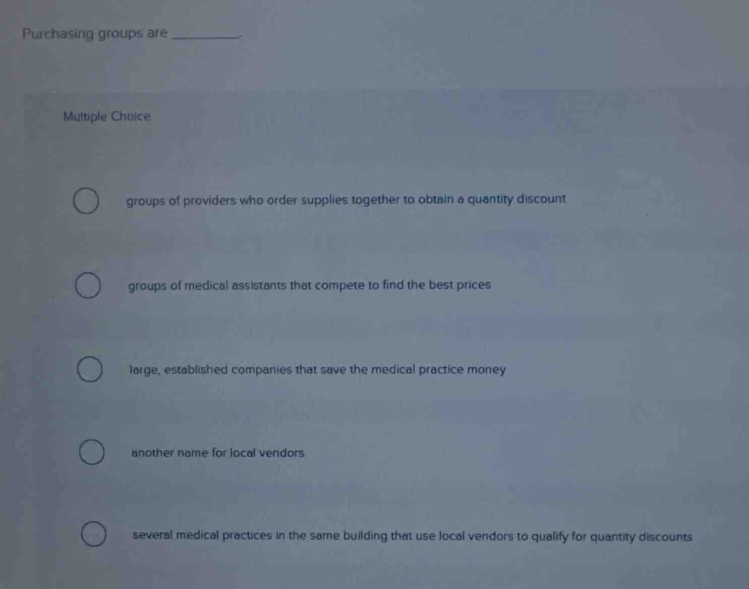 purchasing groups are _______ multiple choice groups of providers who o…