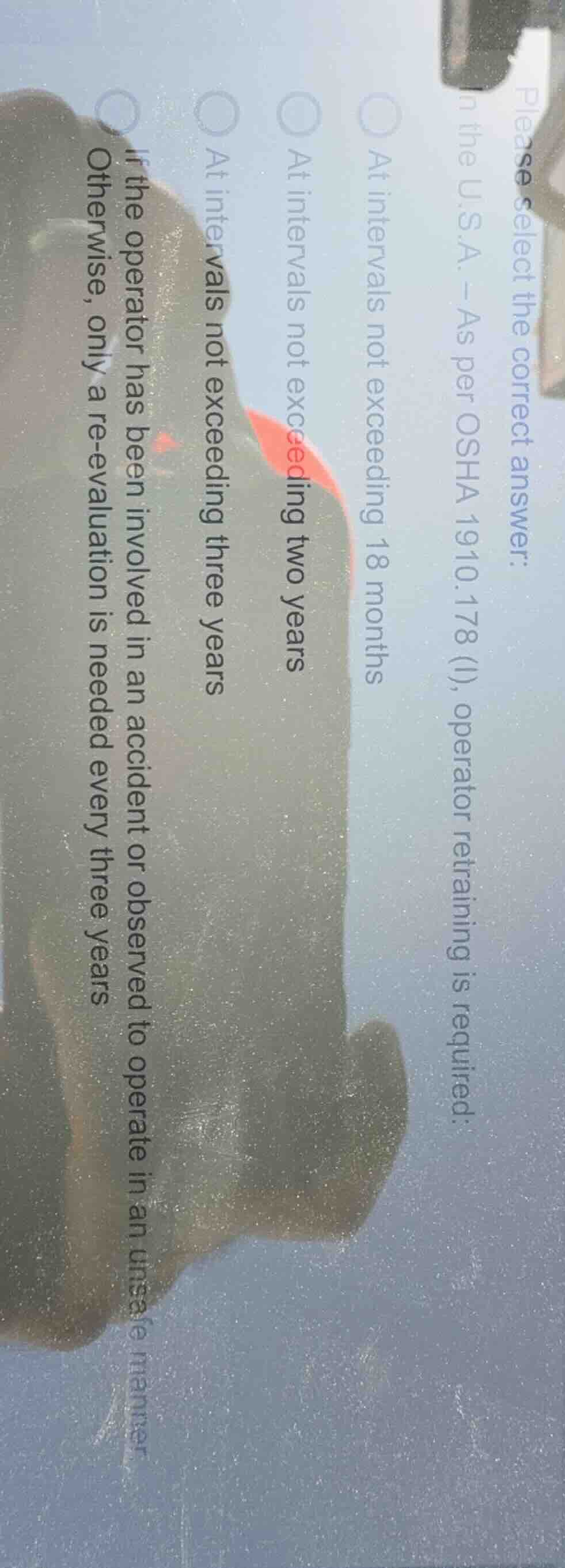 please select the correct answer: in the u.s.a. - as per osha 1910.178 …