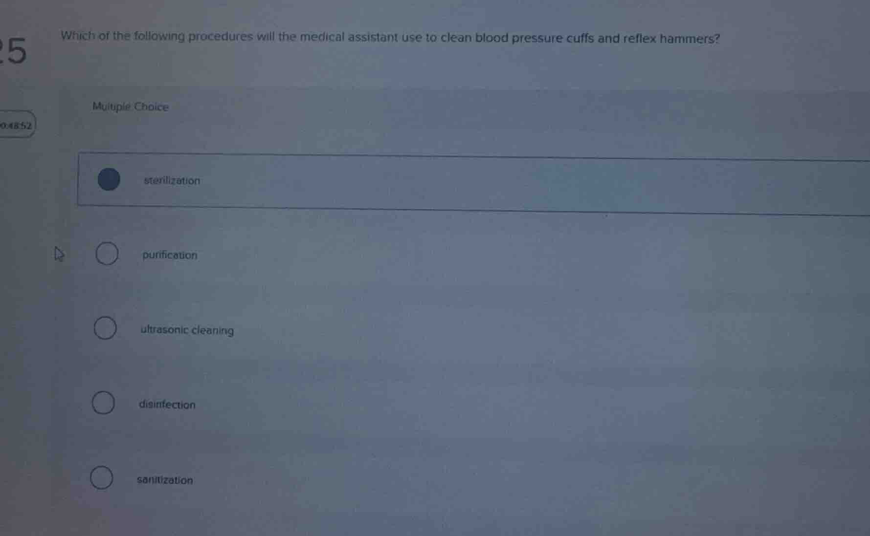 which of the following procedures will the medical assistant use to cle…