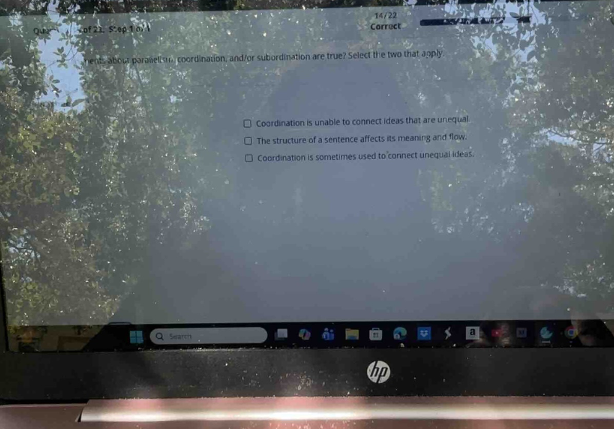 which statements about parallelism, coordination, and/or subordination …