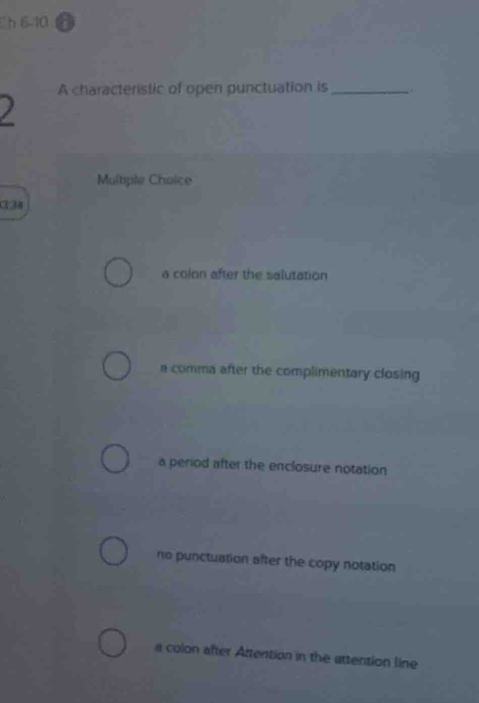 a characteristic of open punctuation is _______ multiple choice a colon…